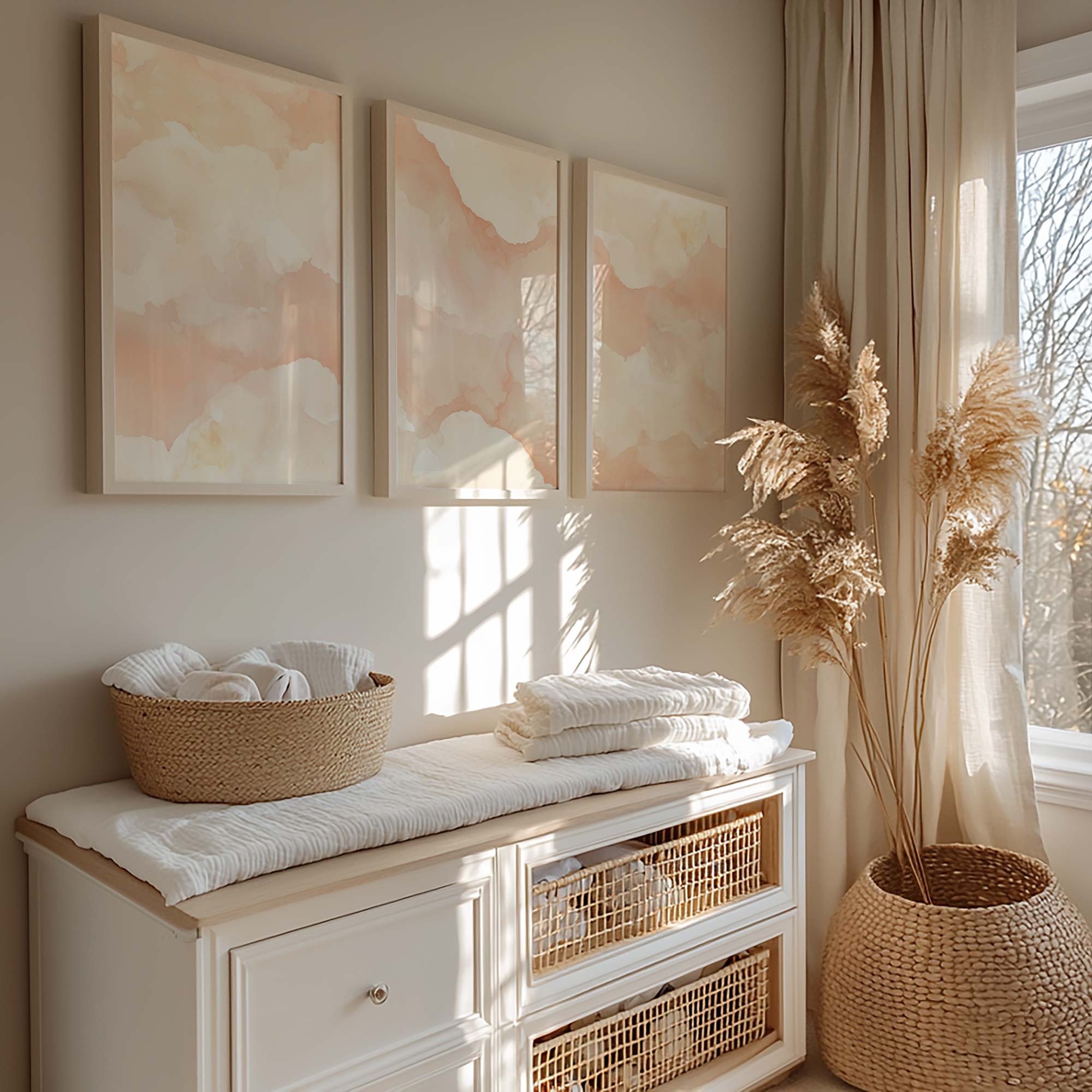 Pastel Droomwolken – Zachte, Serene Wanddecoratie - Afbeelding 3