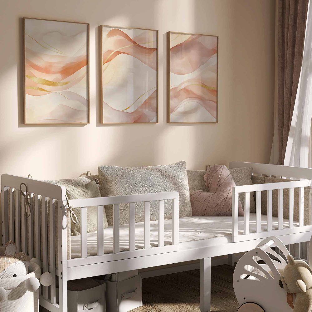 Alternative view of Pastel Roze & Goud Abstracte Golfdecoratie