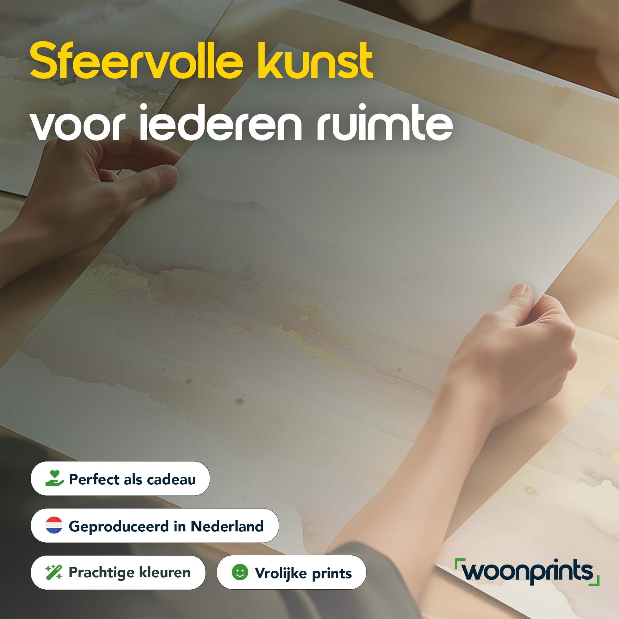 Pastel Dromen: Abstracte Waterverf in Goud en Beige - Afbeelding 6