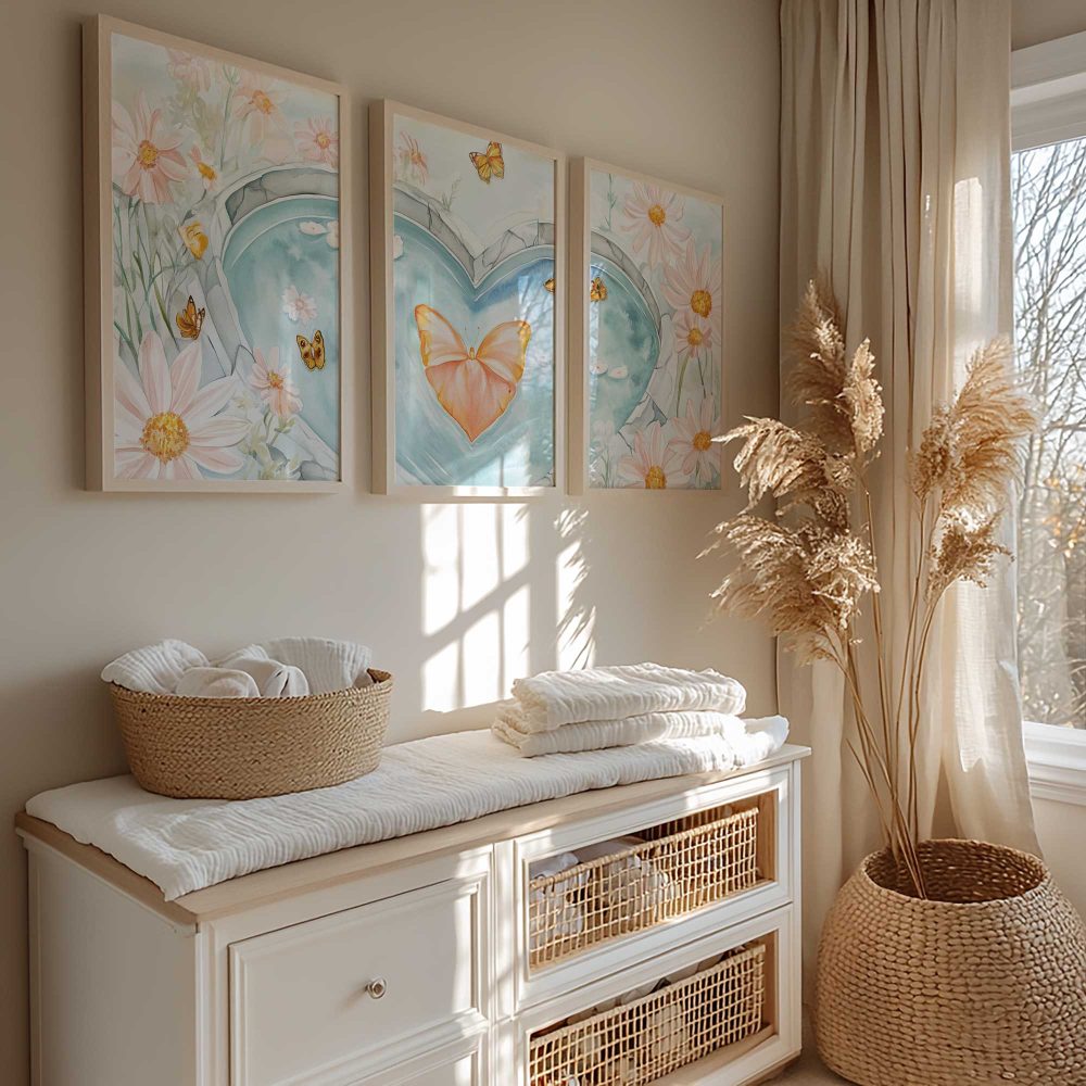 Alternative view of Betoverend hartvormig vijvertje met vlinder en bloemen