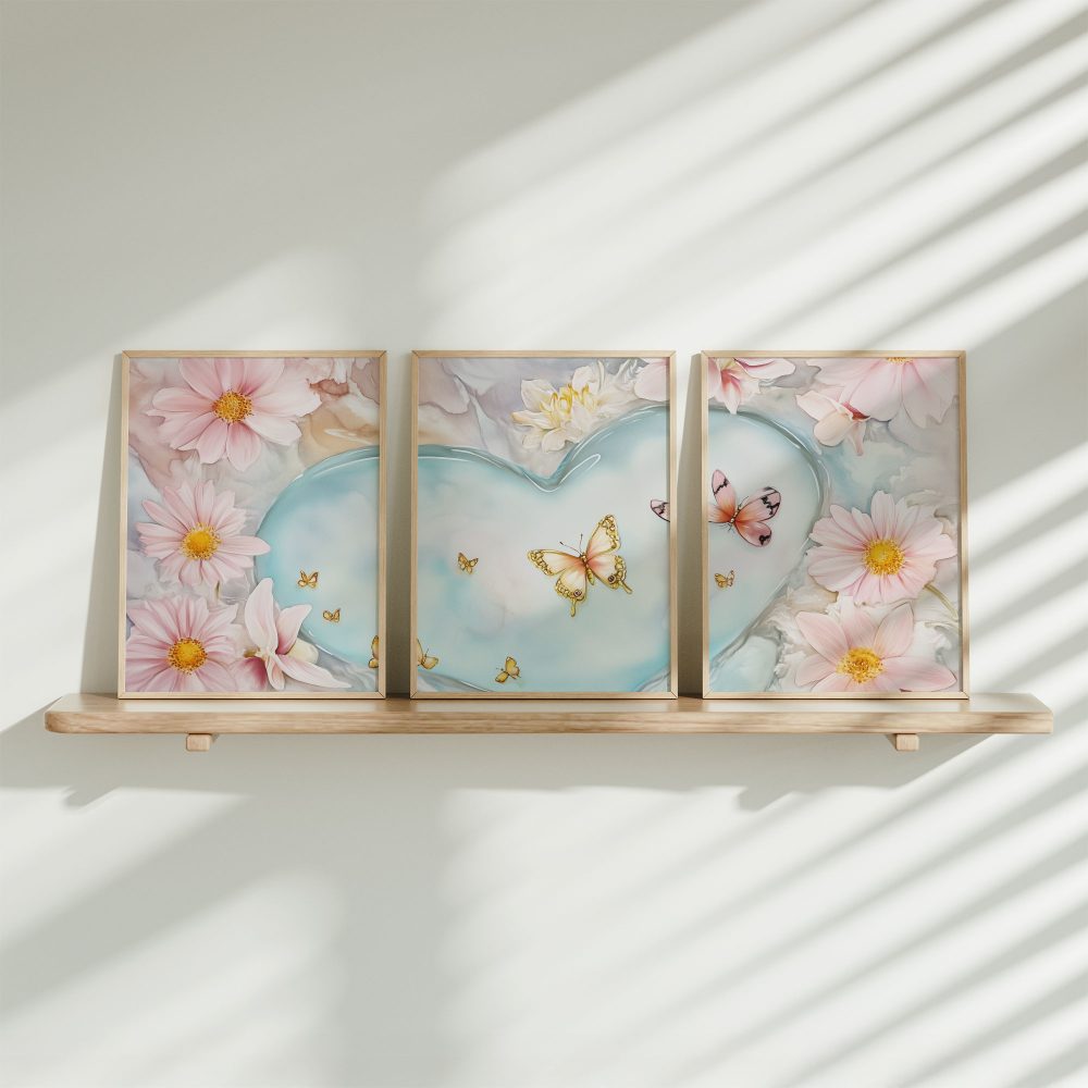 Magisch Hartbad met Roze Bloemen en Vlinders