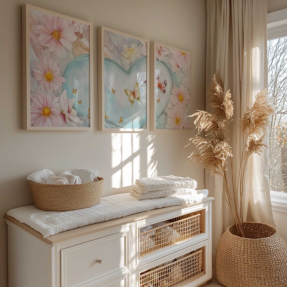 Alternative view of Magisch Hartbad met Roze Bloemen en Vlinders