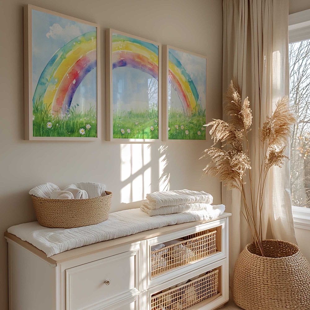 Alternative view of Regenboogdroom boven bloemrijk veld