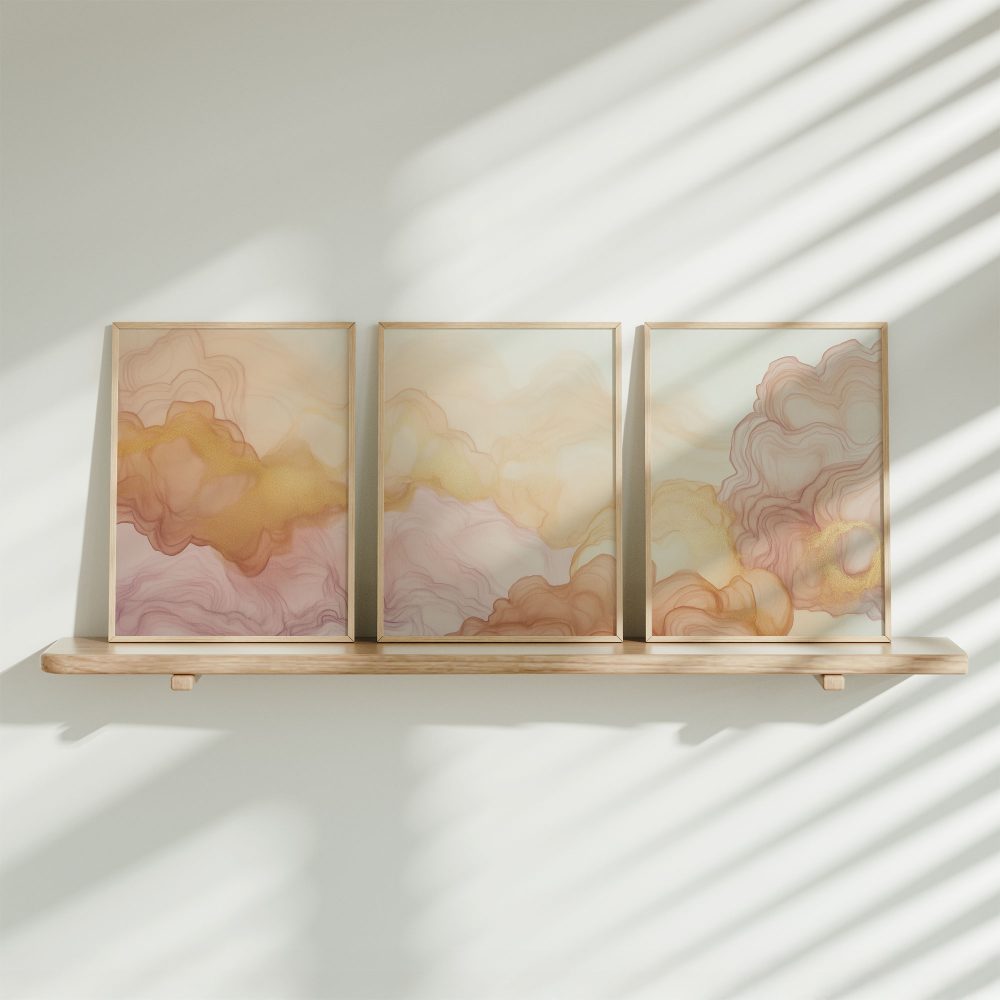 Roze & Gouden Abstracte Golven – Speels & Elegant