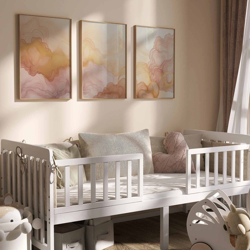 Alternative view of Roze & Gouden Abstracte Golven – Speels & Elegant