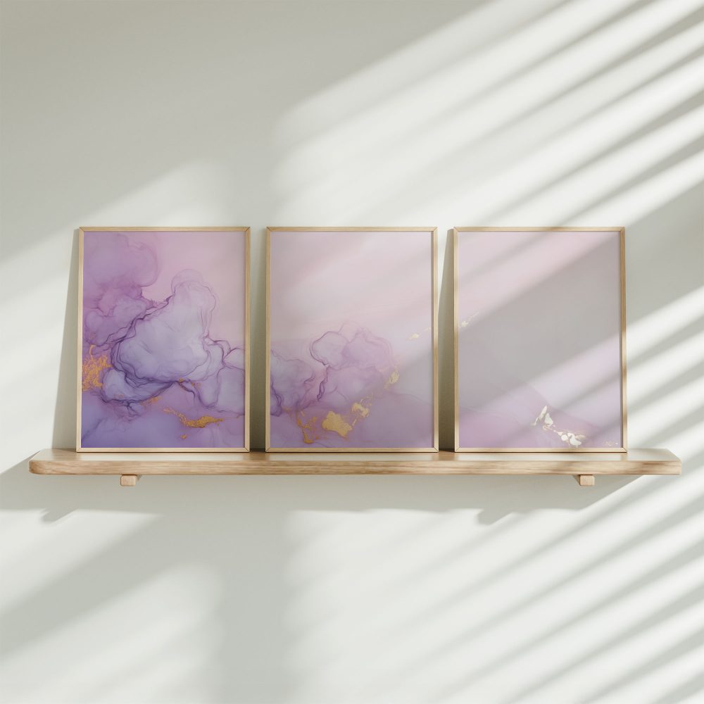 Pastel Roze & Paarse Abstracte Wanddecoratie – Dromerig & Stijlvol