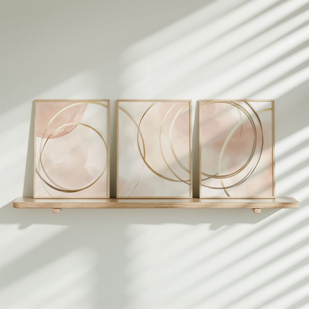 Gouden Cirkels op Roze – Speelse Elegantie