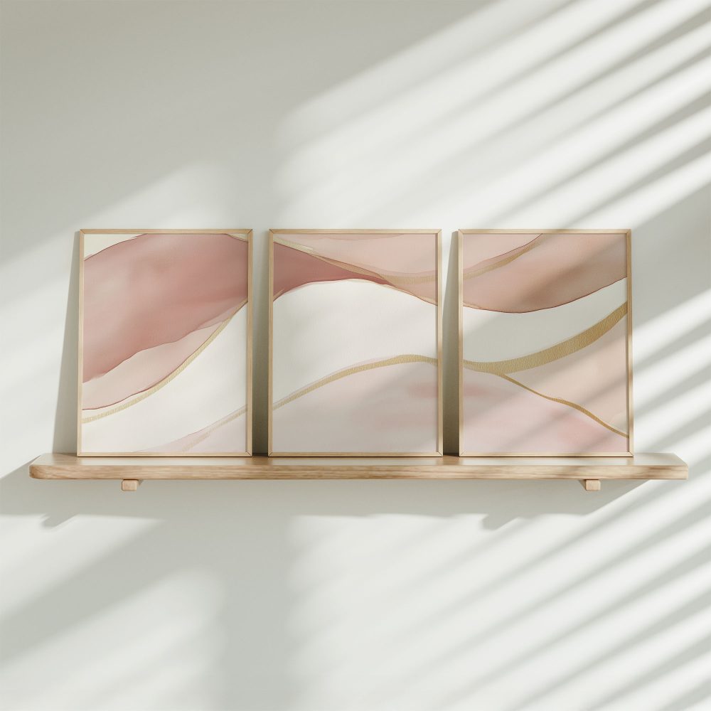 Pastel Roze Abstracte Lijnen – Stijlvolle & Speelse Wanddecoratie