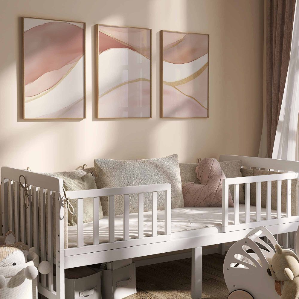 Alternative view of Pastel Roze Abstracte Lijnen – Stijlvolle & Speelse Wanddecoratie