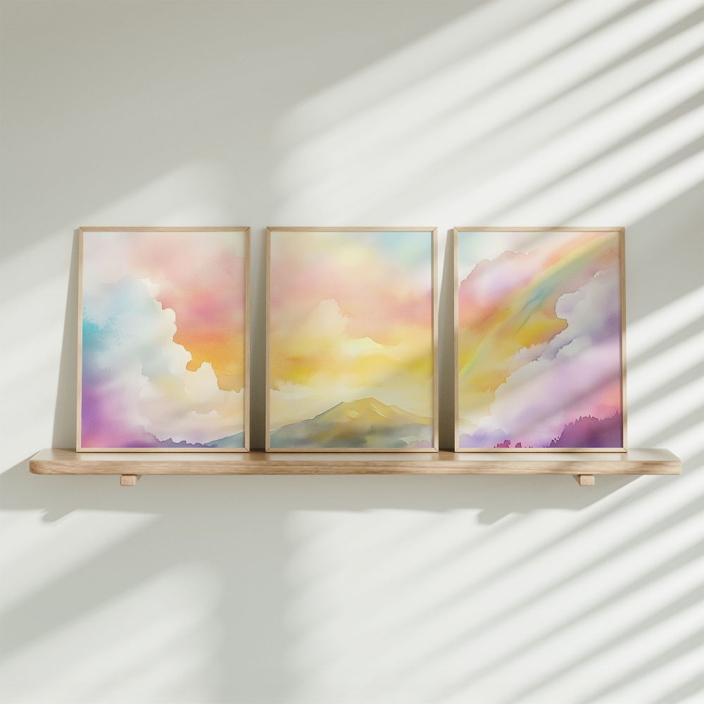 Dromerig Landschap met Pastelkleuren en Regenboog