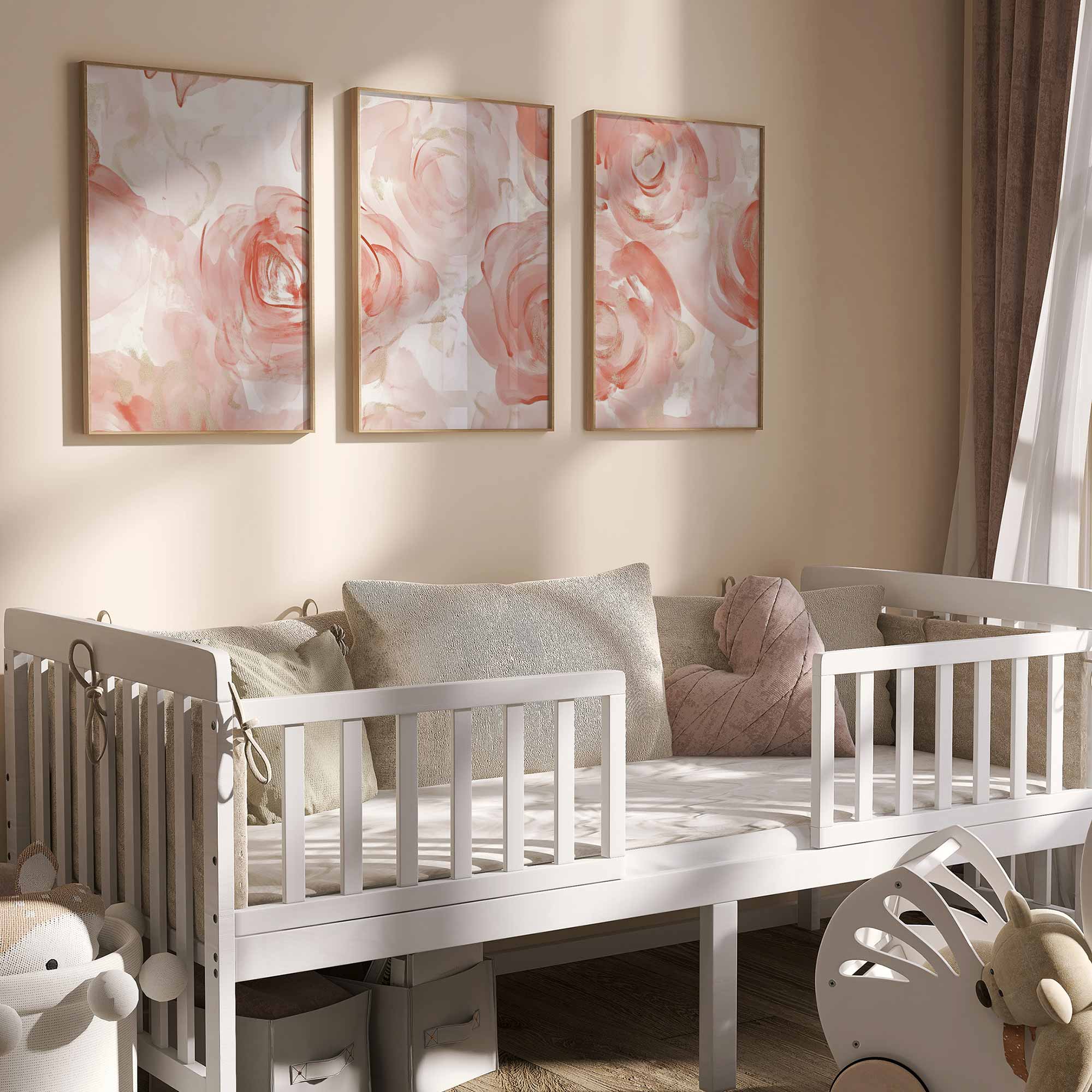 Romantische Watercolor Rozen in Zacht Roze en Wit - Afbeelding 2