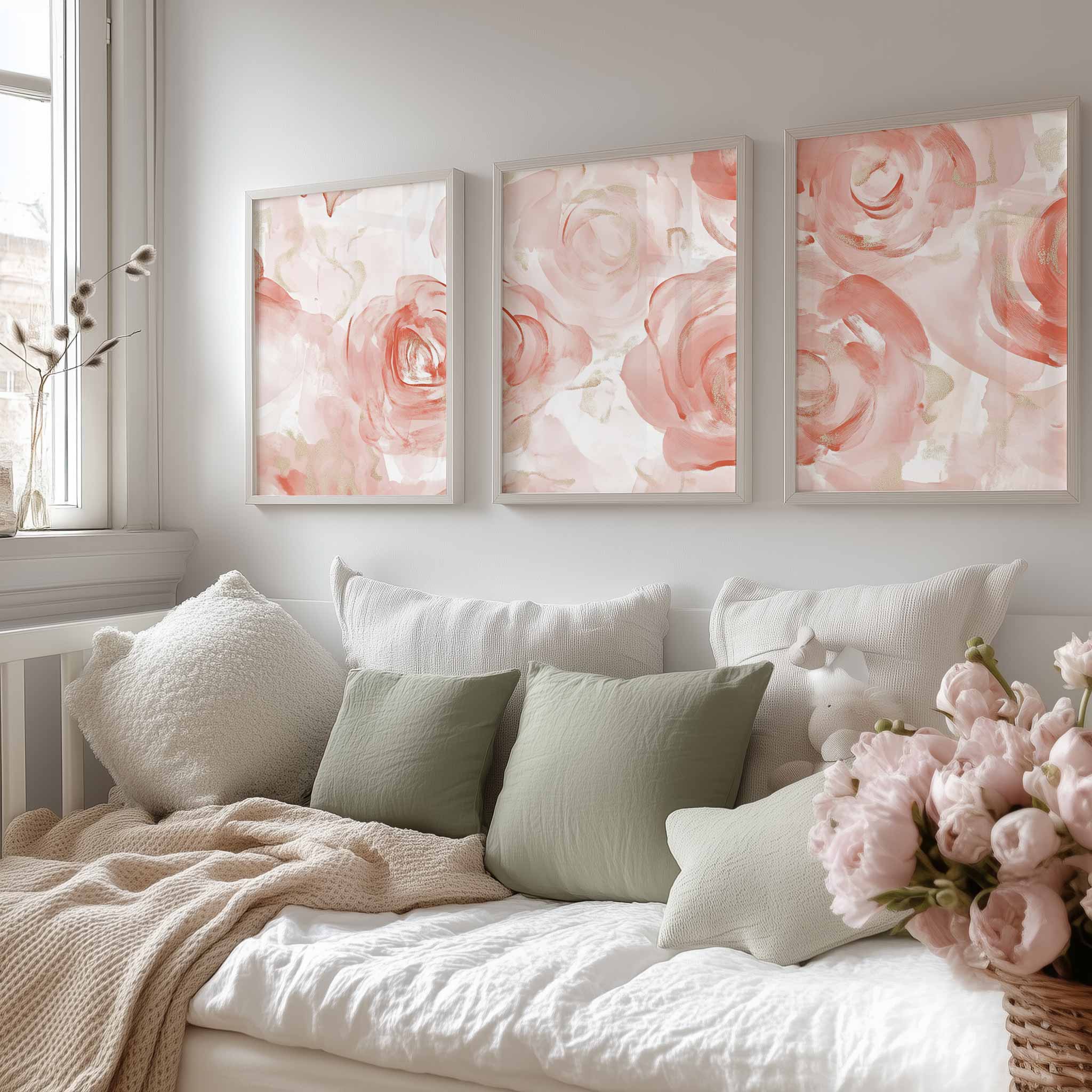 Romantische Watercolor Rozen in Zacht Roze en Wit - Afbeelding 13