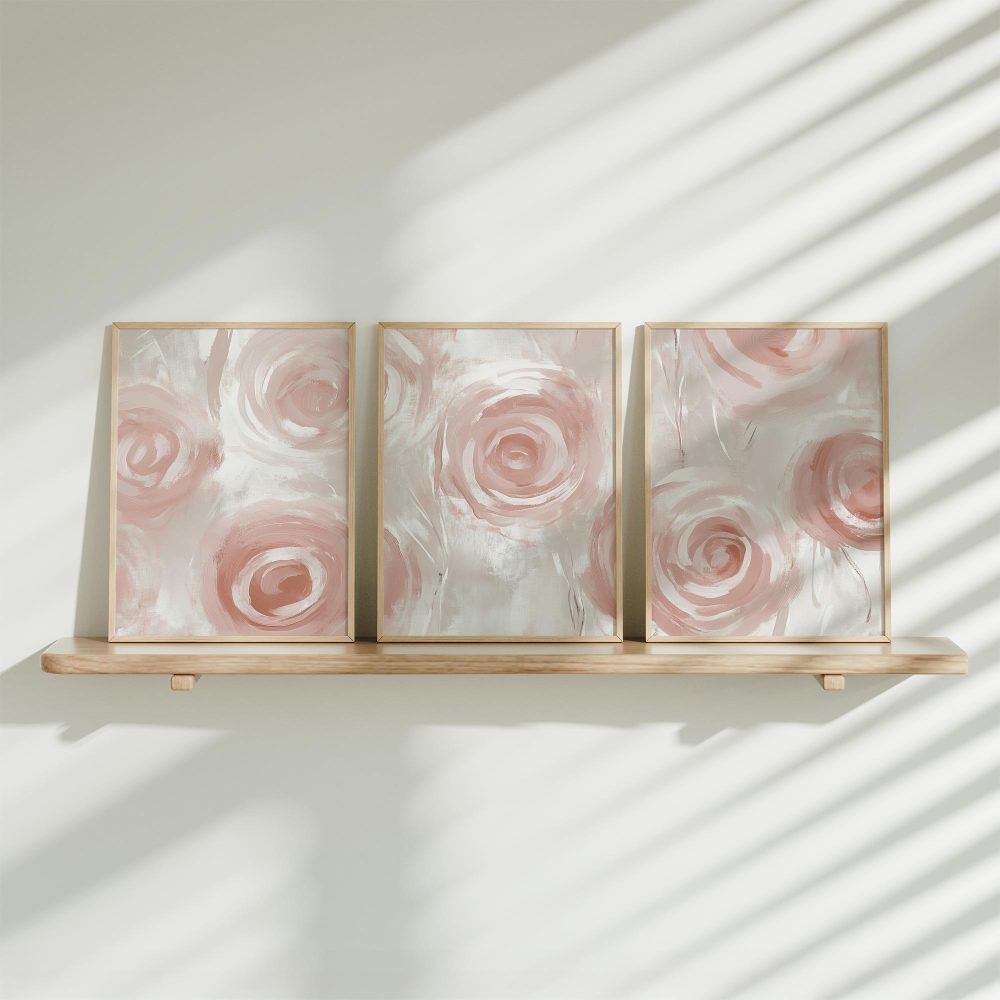 Abstract Roze Rozen - Speelse en Stijlvolle Wanddecoratie