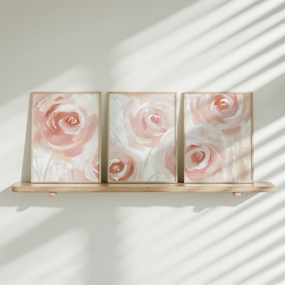 Abstract Roze Rozen - Dromerige en Stijlvolle Wanddecoratie