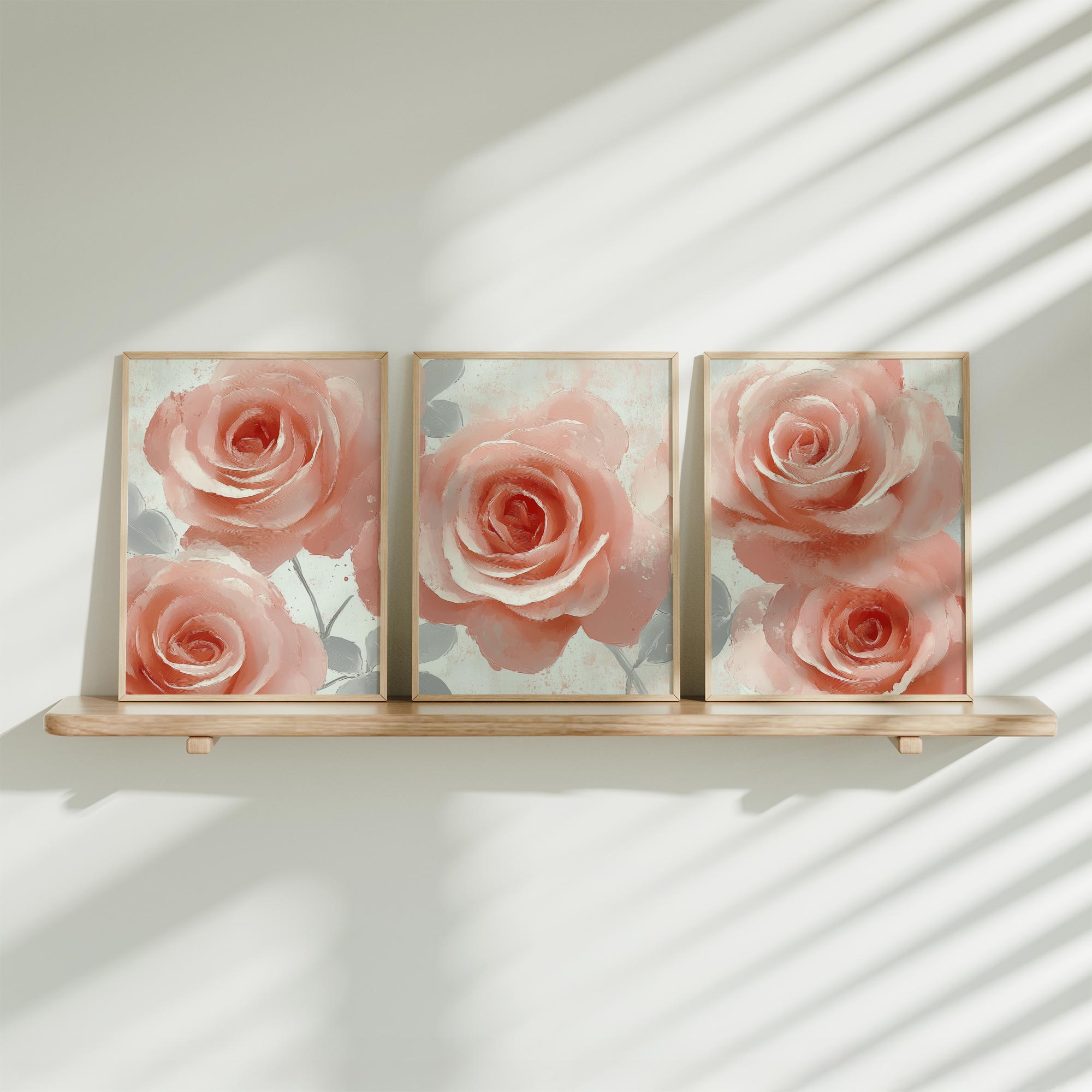Roze Rozen in Dromerige Elegantie - Stijlvolle Wanddecoratie