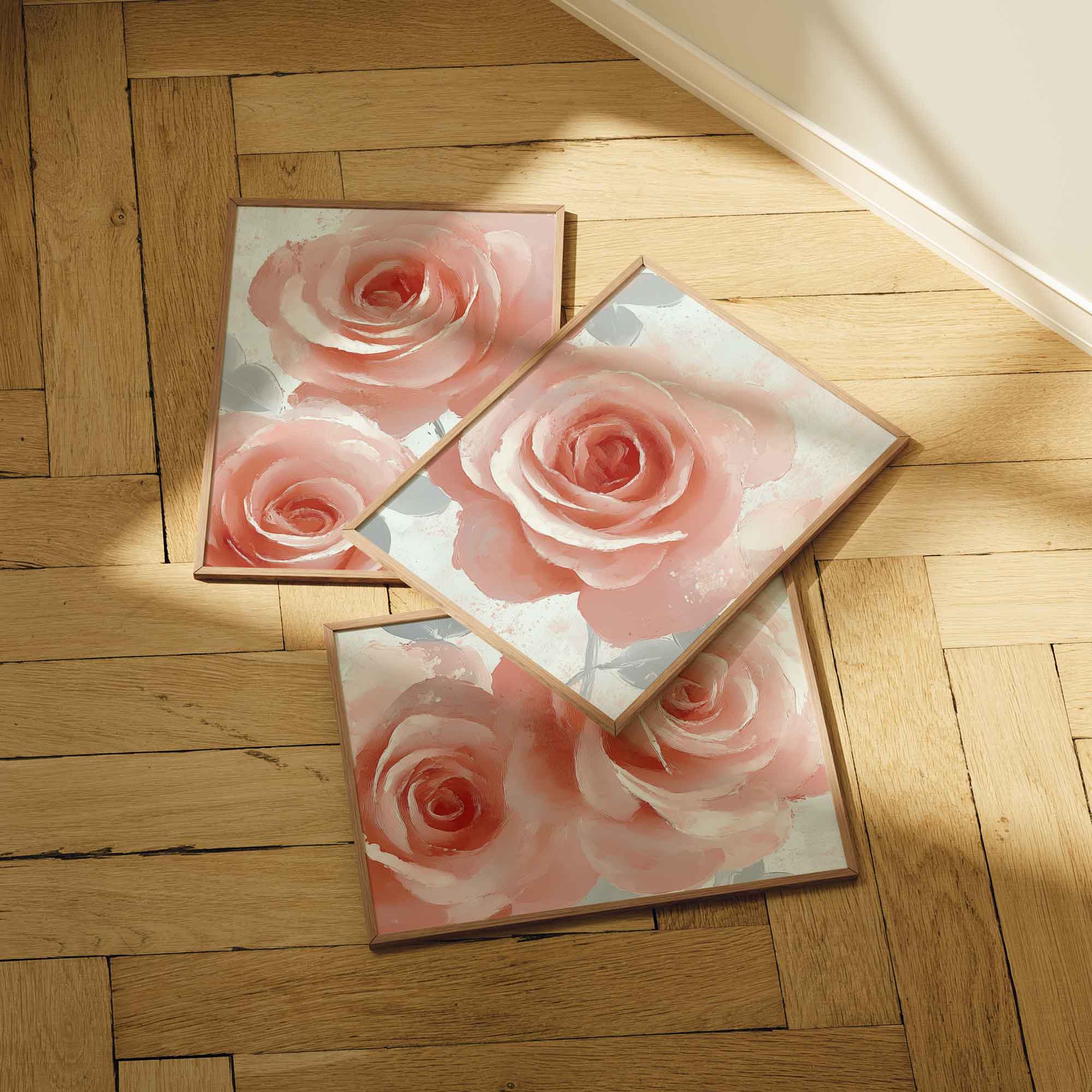 Roze Rozen in Dromerige Elegantie - Stijlvolle Wanddecoratie - Afbeelding 8