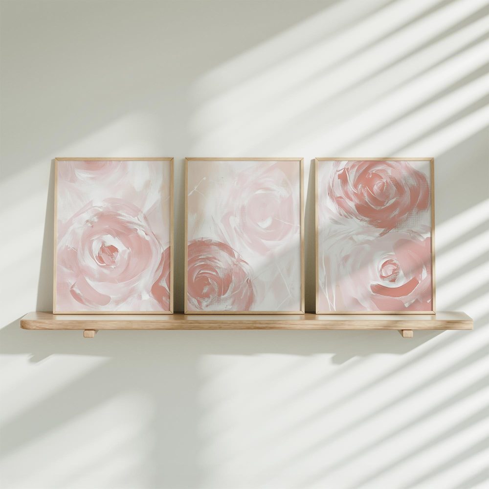 Speelse Rozen – Abstracte Pastel Muurdecoratie