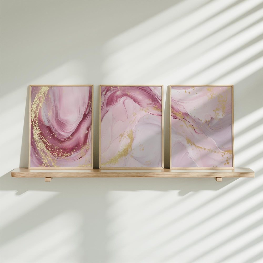 Gouden Glitter Roze Abstracte Achtergrond – Stijlvolle Wanddecoratie