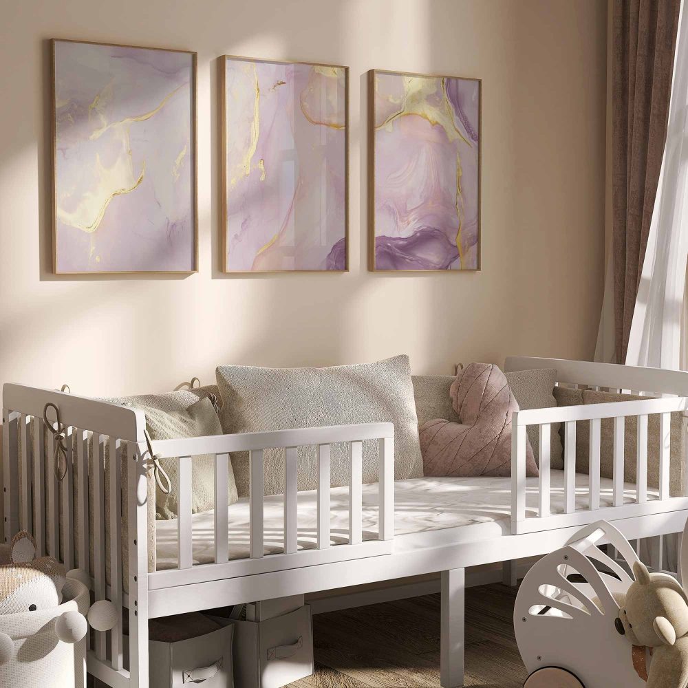 Alternative view of Elegant Roze Marmer met Gouden Accenten – Stijlvolle Wanddecoratie