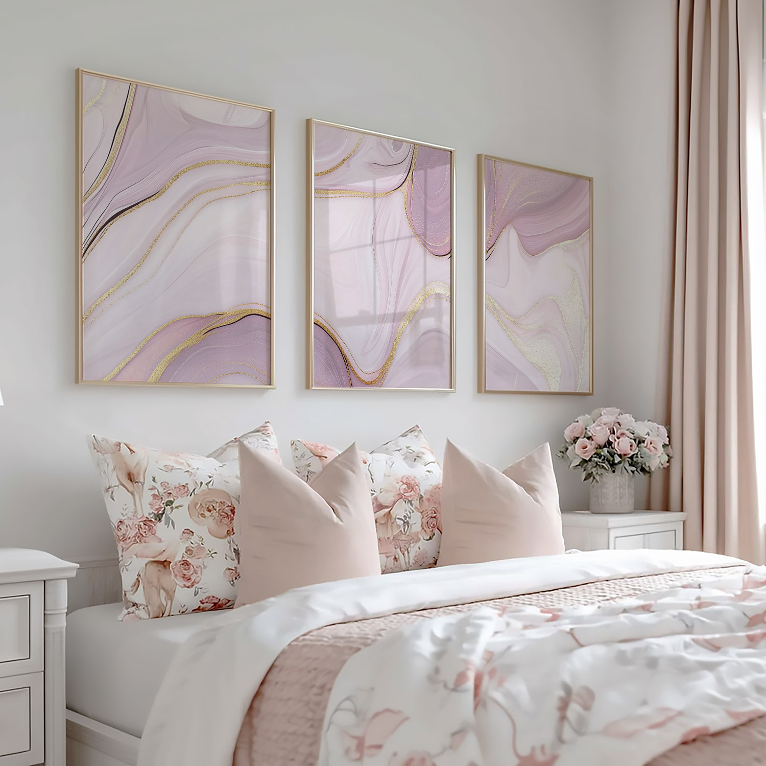 Zachtroze Marmeren Elegantie met Gouden Accenten - Afbeelding 5
