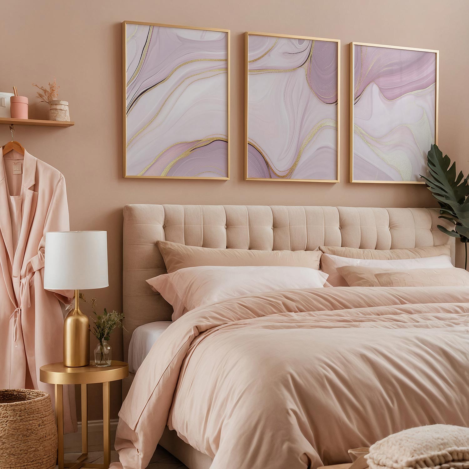 Zachtroze Marmeren Elegantie met Gouden Accenten - Afbeelding 9