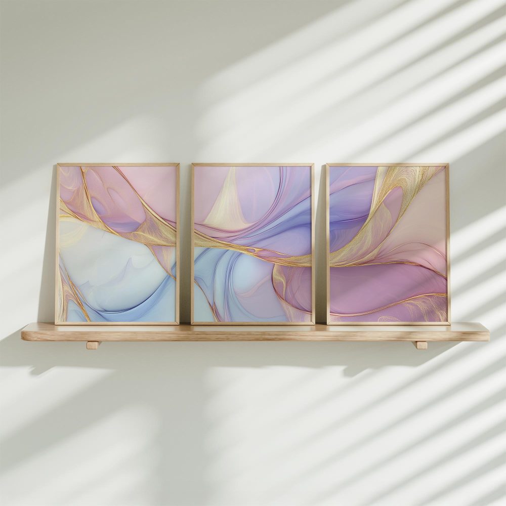 Magisch Abstract: Roze, Blauw & Goud Swirl Decor