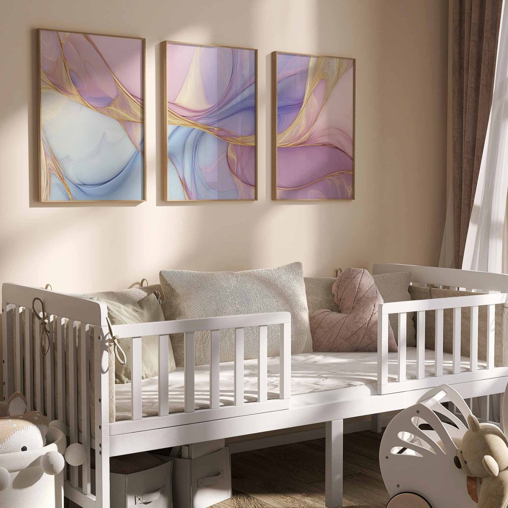 Alternative view of Magisch Abstract: Roze, Blauw & Goud Swirl Decor