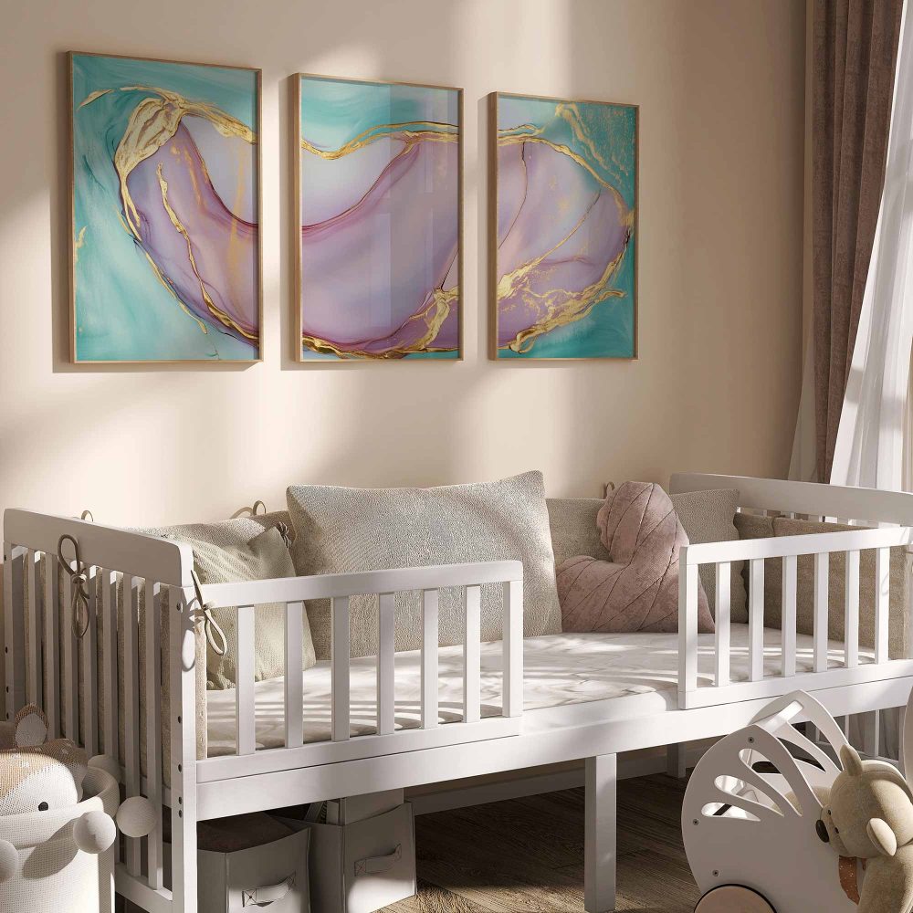 Alternative view of Luxe Gouden Hart in Blauw-Paarse Abstracte Sfeer