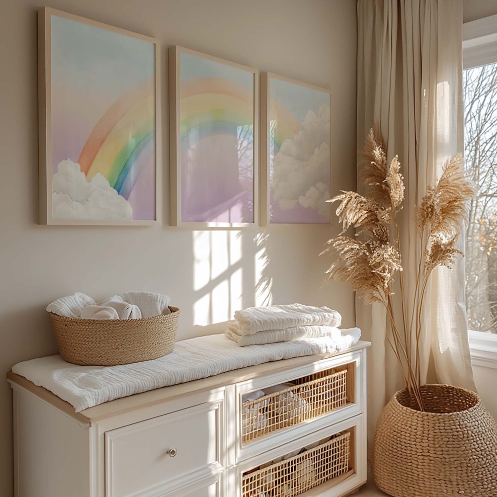 Alternative view of Pastel Regenboog en Dromerige Wolken - Meisjesdecor