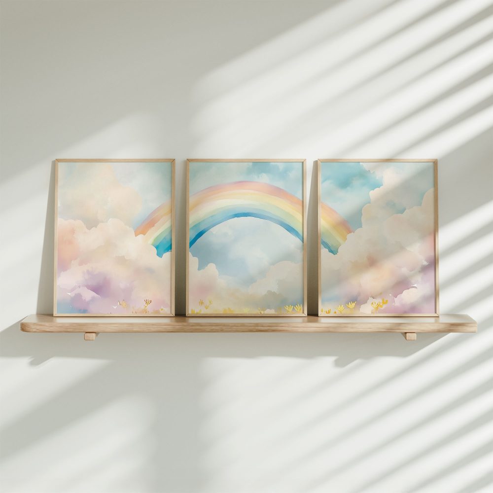 Dromerig Regenbooglandschap in Pasteltinten