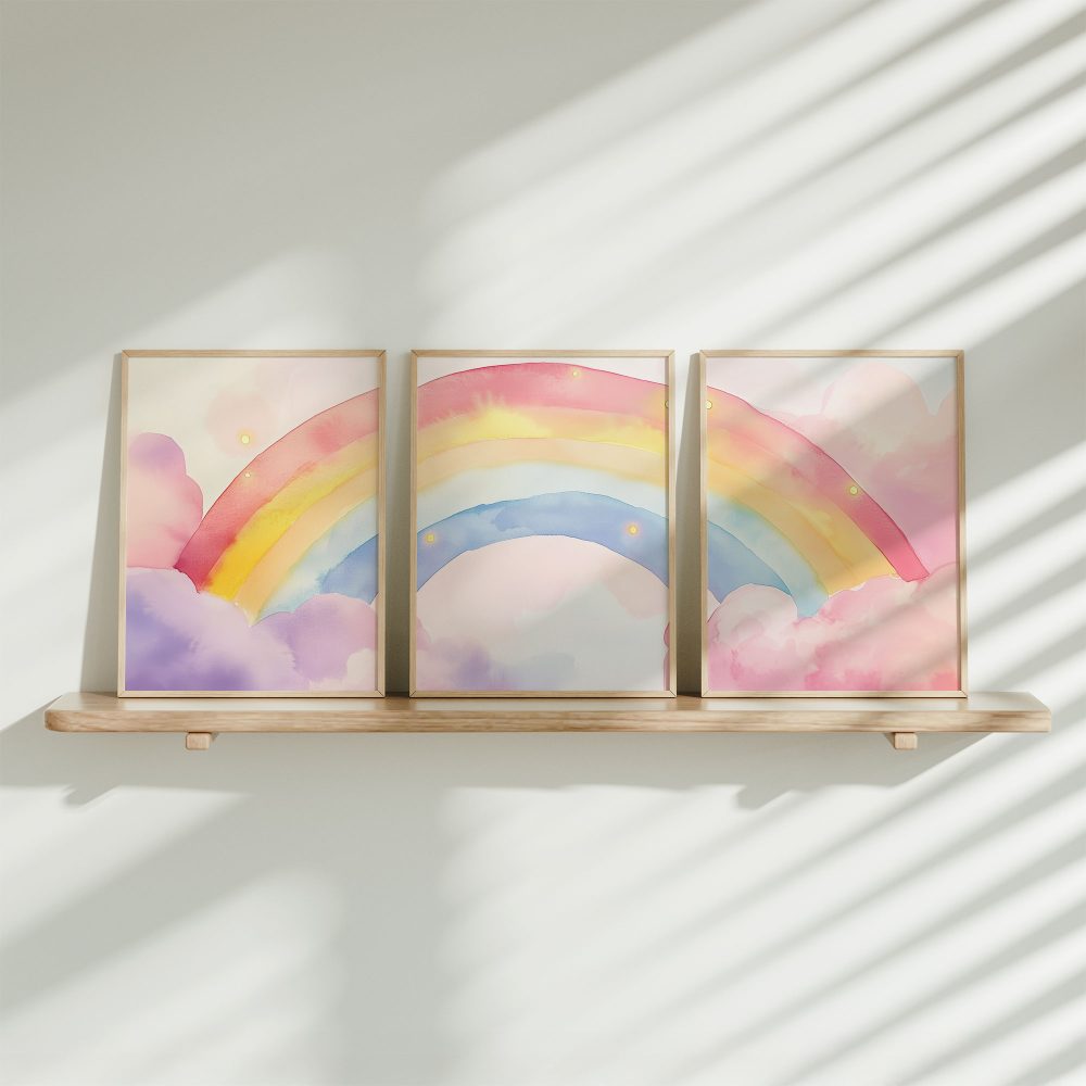 Vrolijke Regenboog in Pastel Wolkenhemel