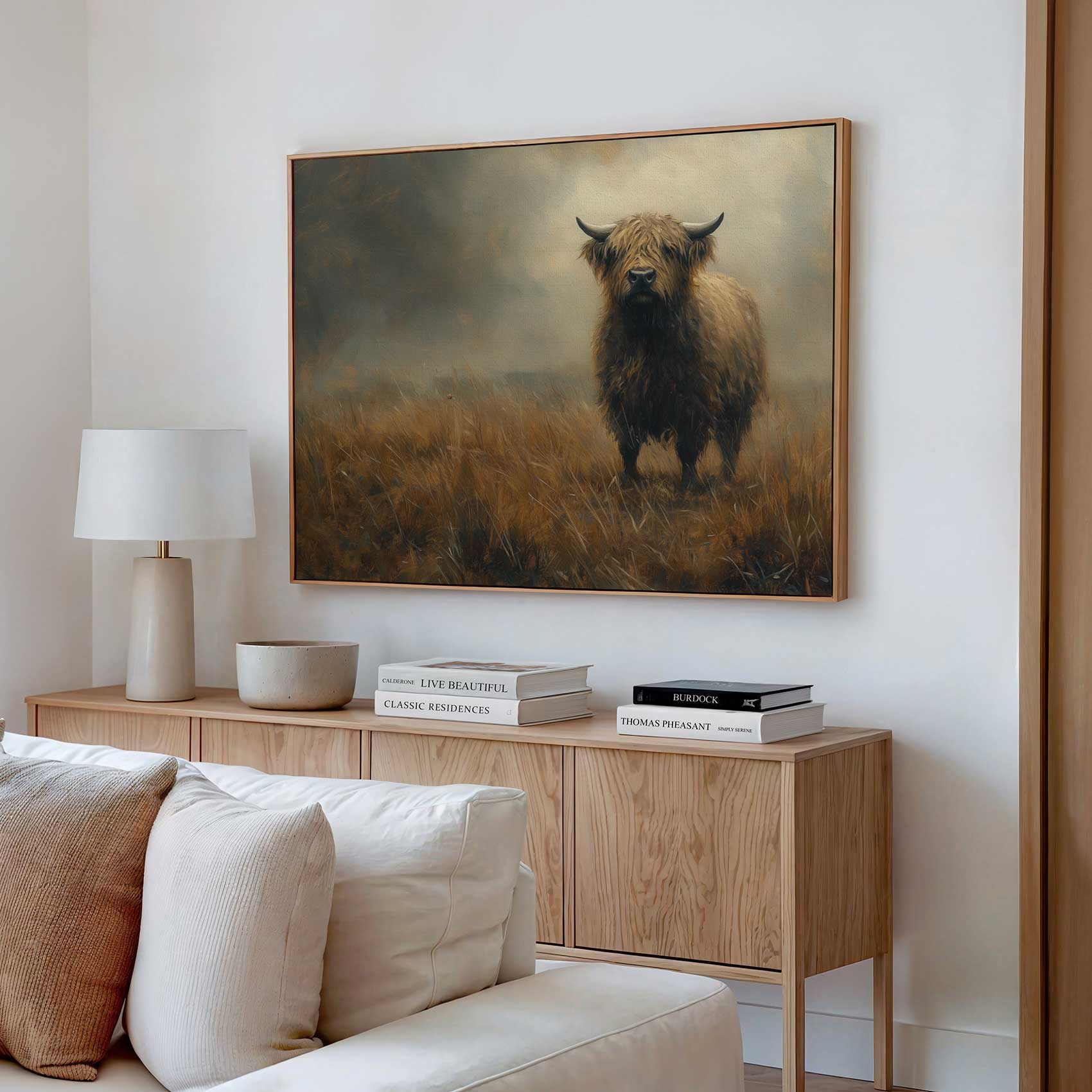 Realistisch schilderij van een Schotse hooglander - Afbeelding 2