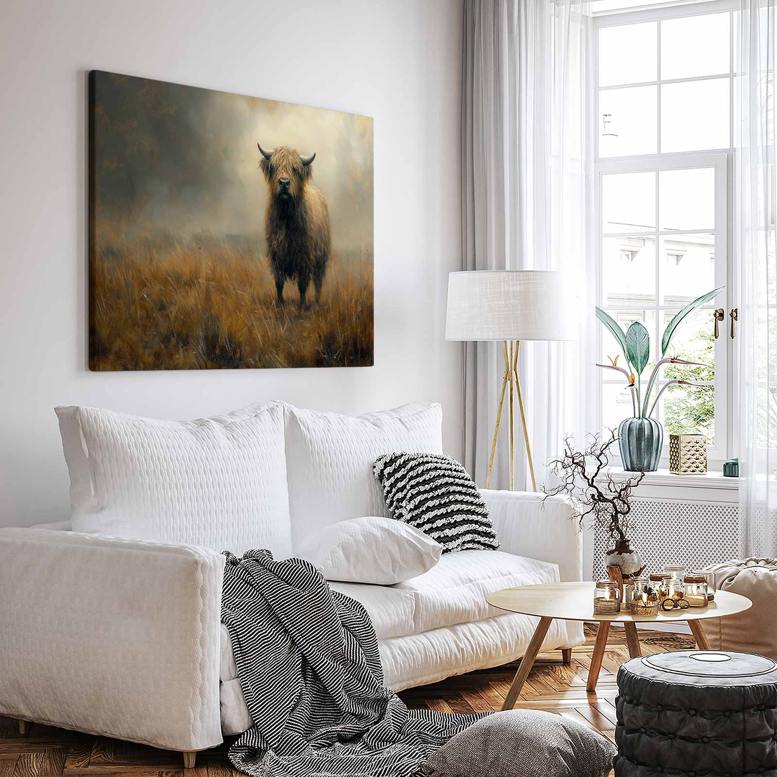 Realistisch schilderij van een Schotse hooglander - Afbeelding 3
