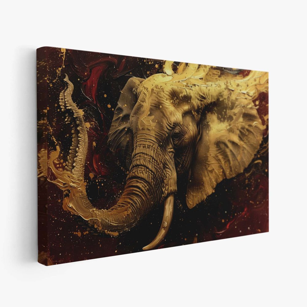 Gouden Olifantenbeeld op Rood