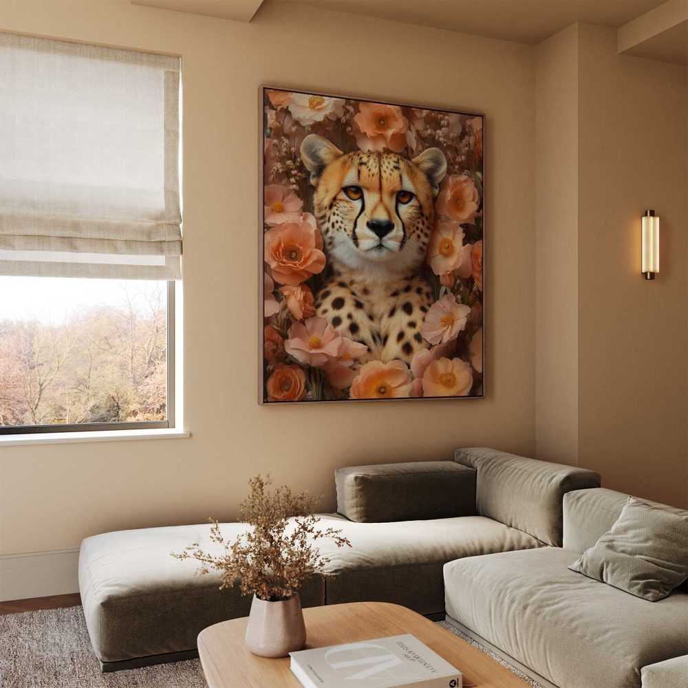Alternative view of Artistieke cheetah tussen bloemen