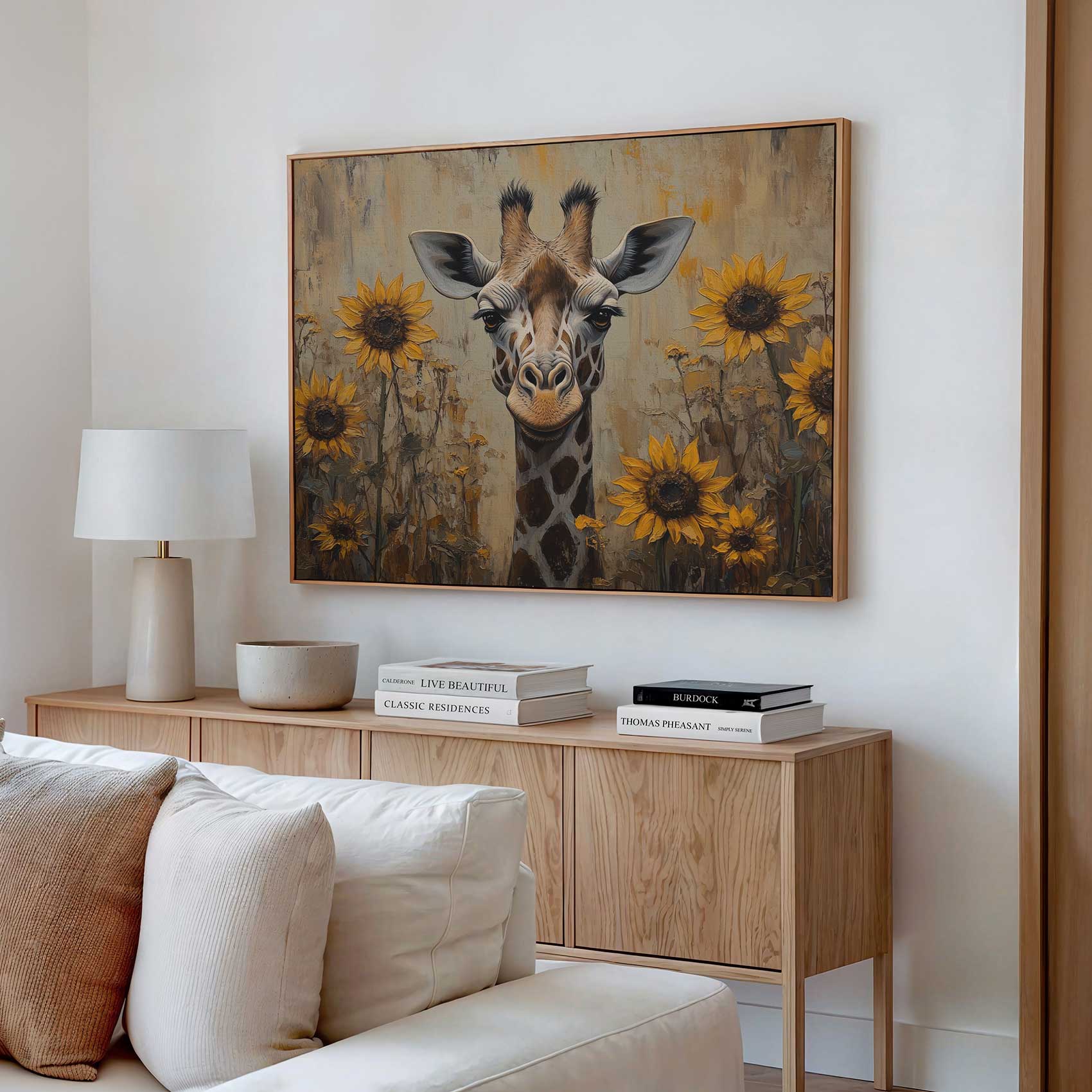 Vrolijke giraf tussen gele bloemen - Afbeelding 2