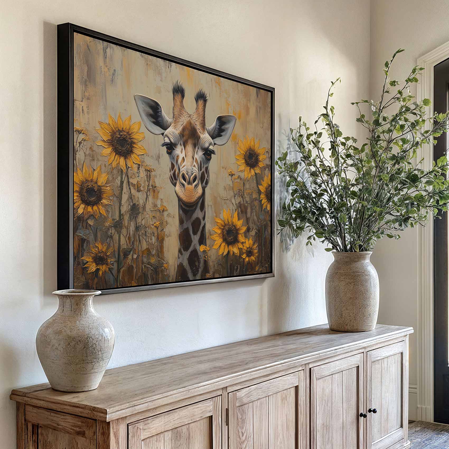 Vrolijke giraf tussen gele bloemen - Afbeelding 6