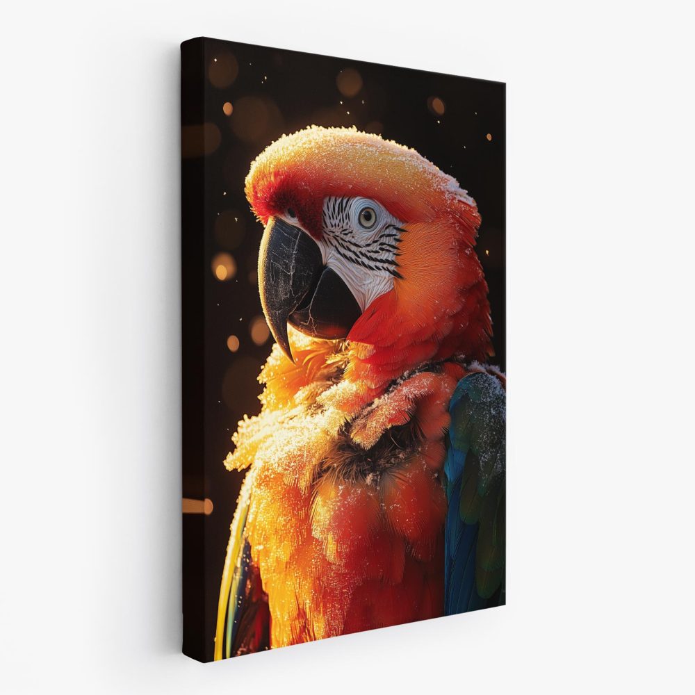 Felgekleurde papegaai op donkere achtergrond