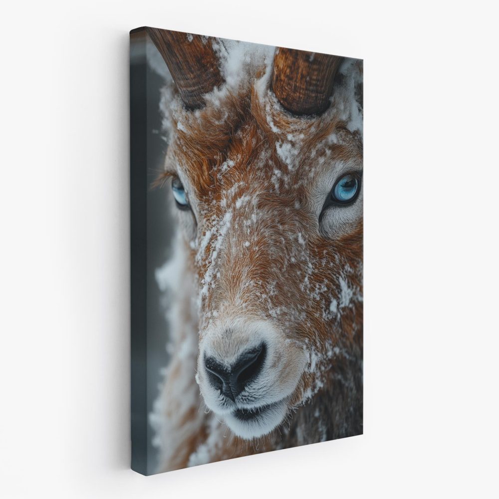 Besneeuwde geit in winter