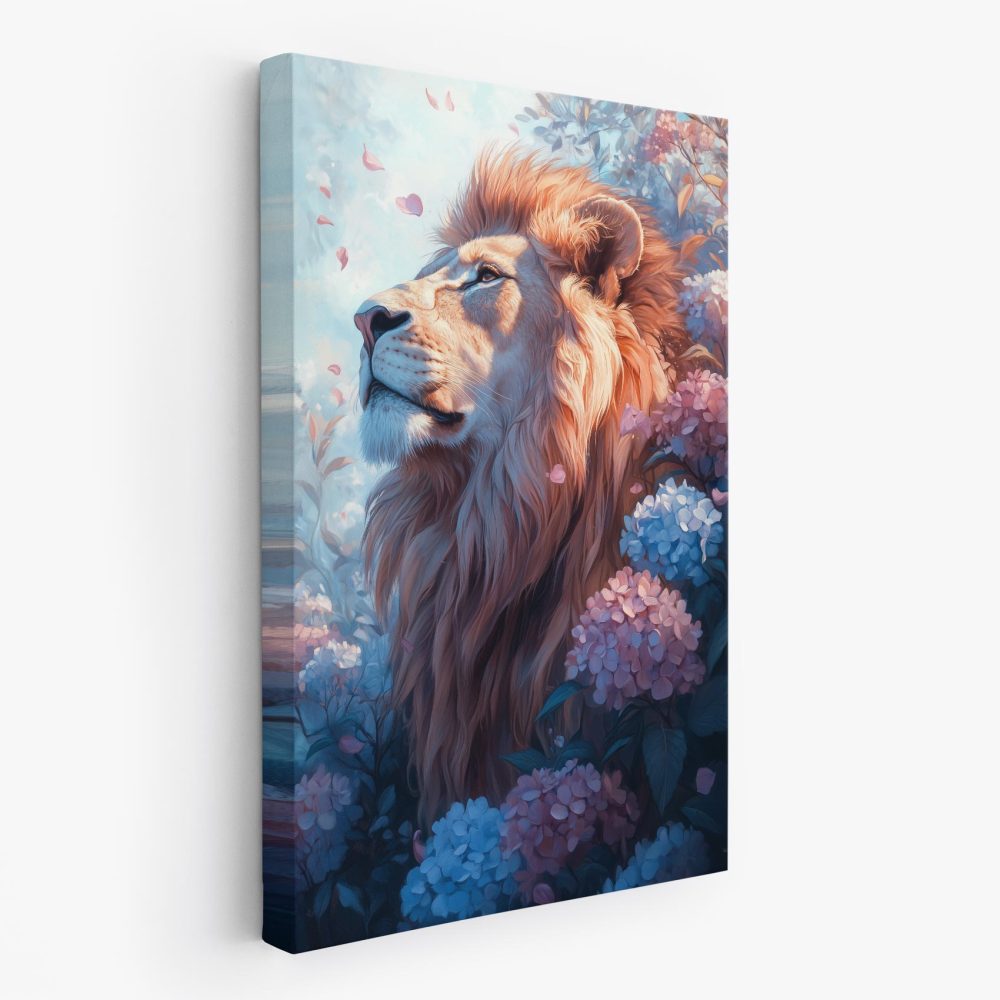 Gouden leeuw in bloemenpracht