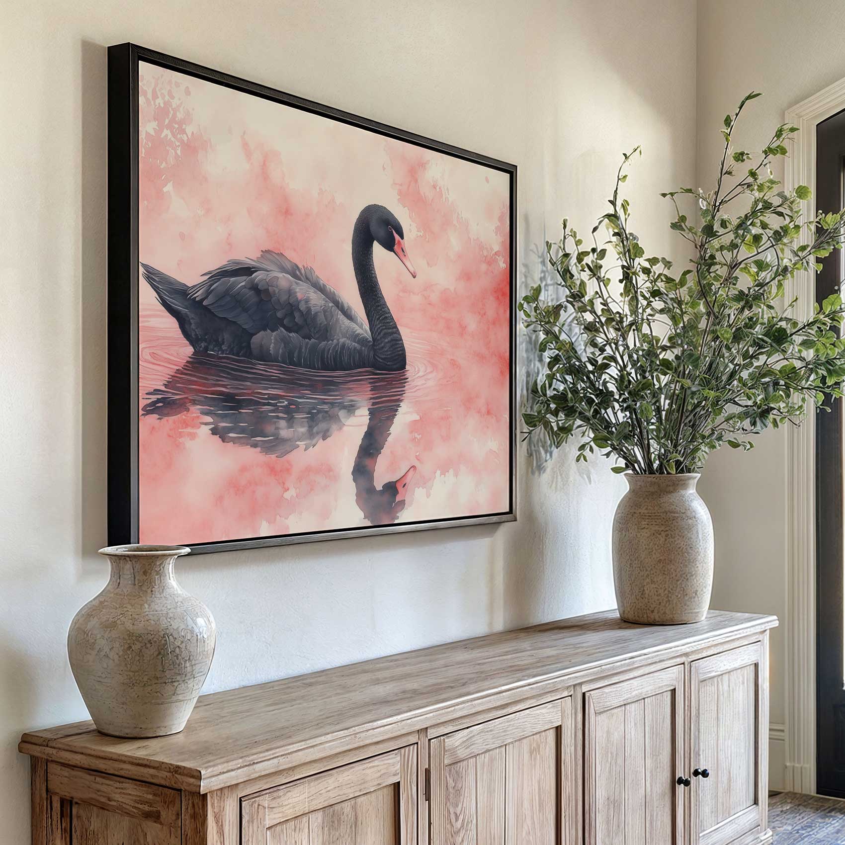 Zwarte zwaan in roze rust - Afbeelding 5