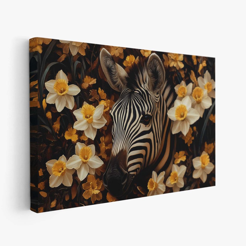 Artistieke zebra met bloemen