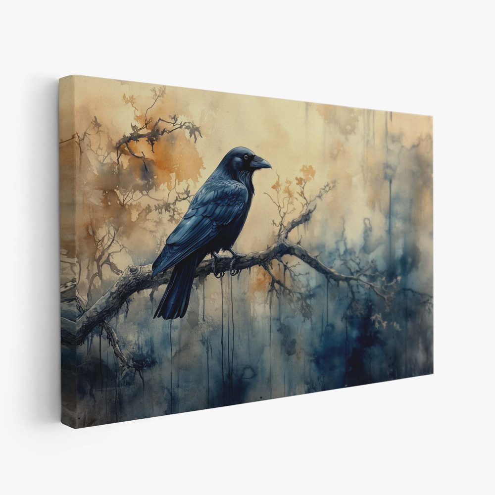 Dromerige zwarte vogeltekening