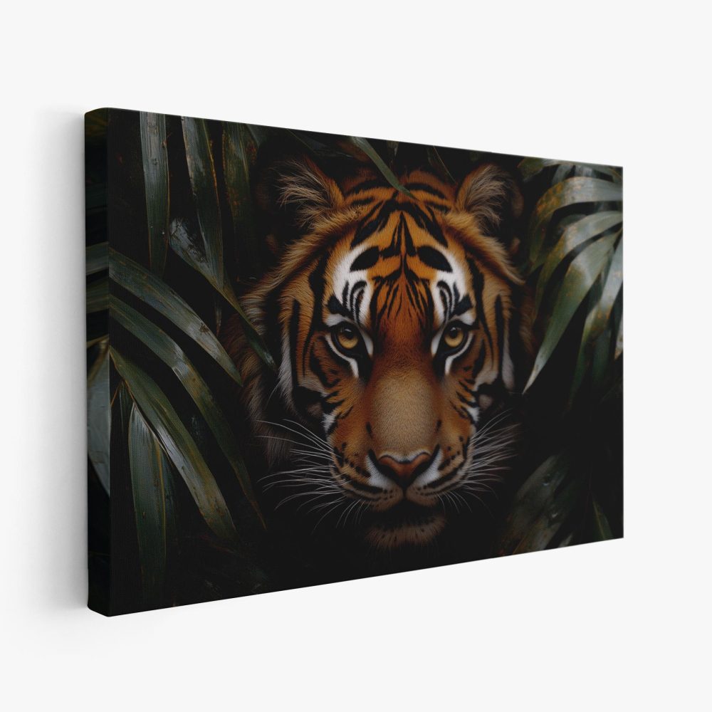 Alert tijger tussen groen