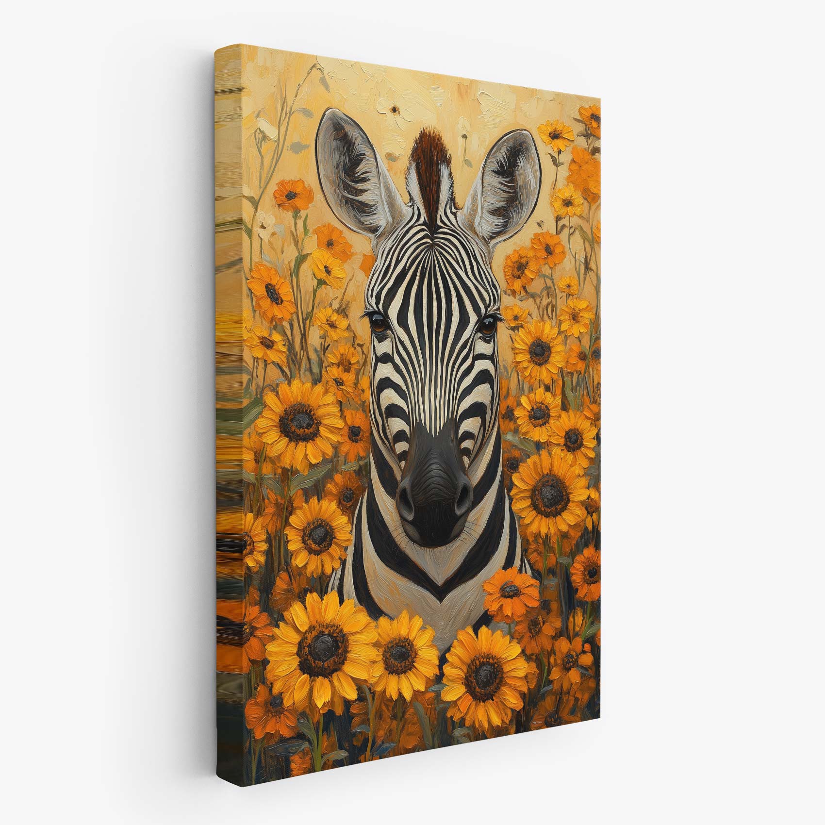 Zebra tussen zonnebloemen