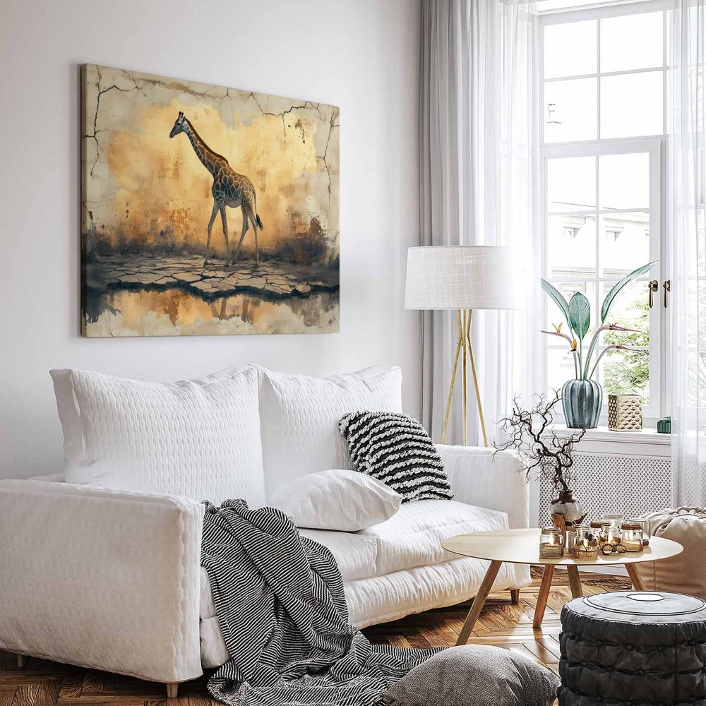 Alternative view of Eenzame giraf in woestijn