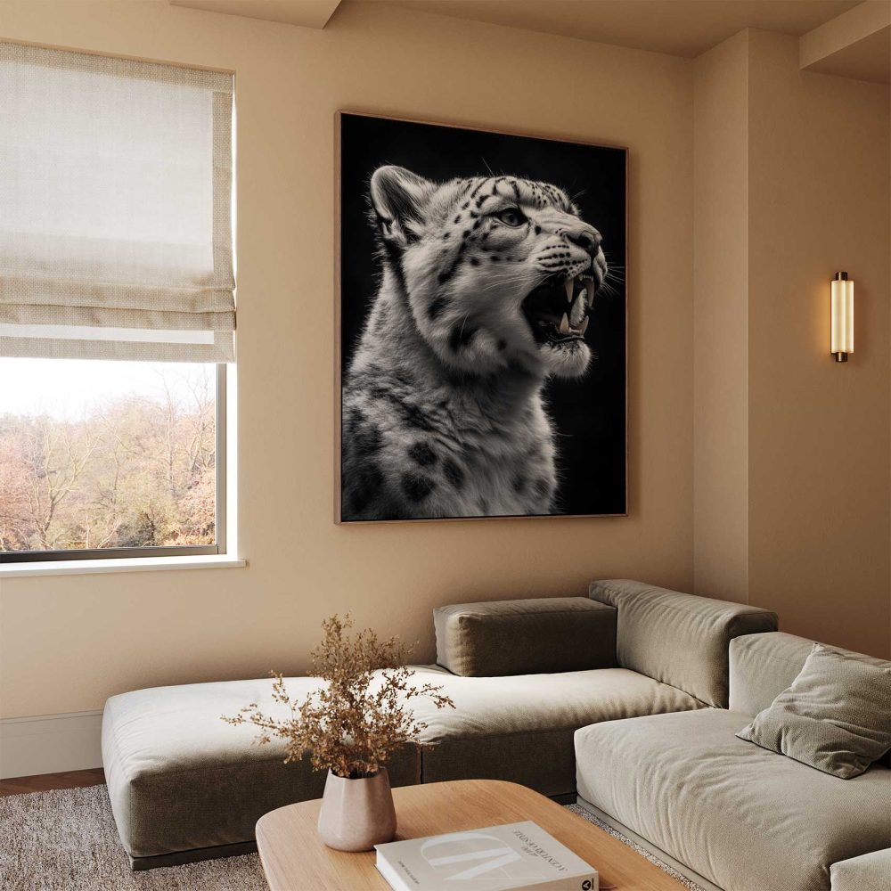 Alternative view of Fel Zwart-Wit Sneeuwluipaard