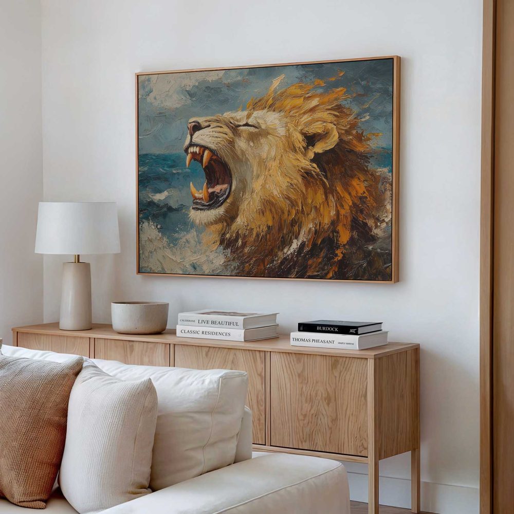 Alternative view of Impressionistische brullende leeuw