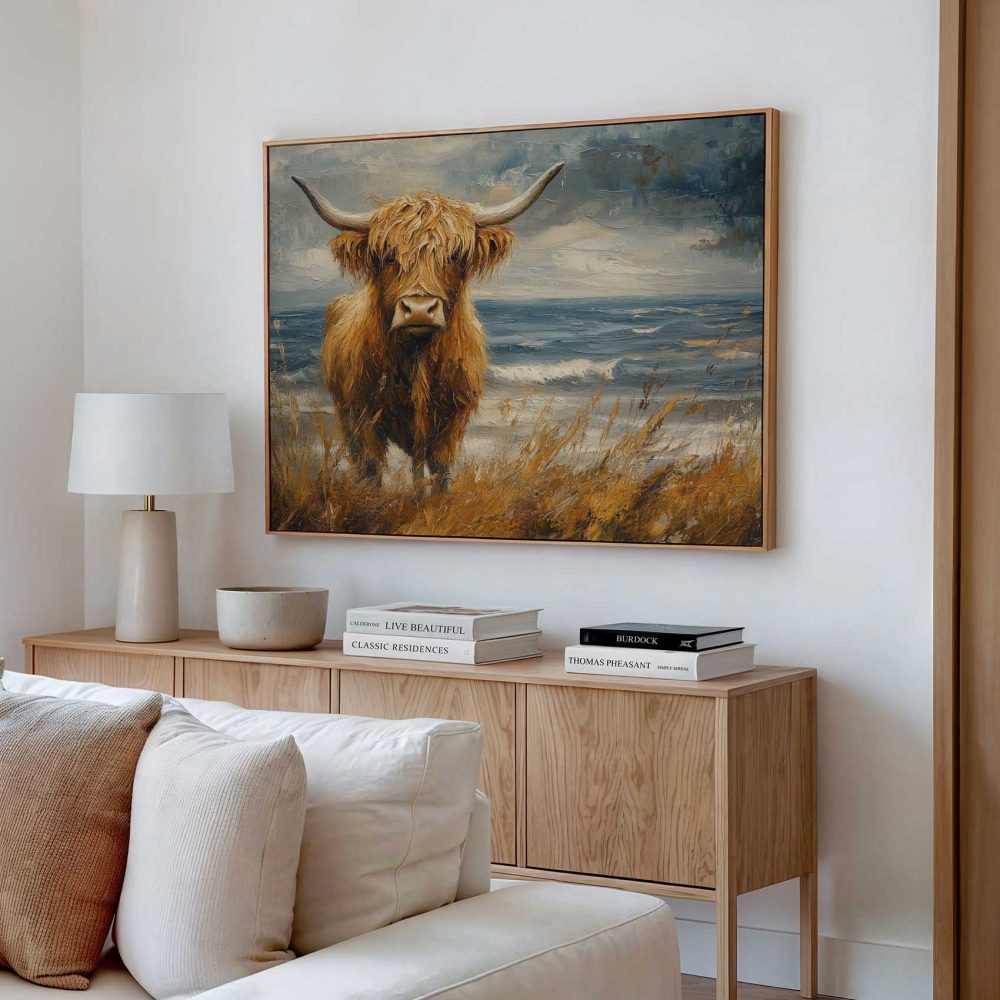 Alternative view of Impressionistische Schotse hooglander aan zee