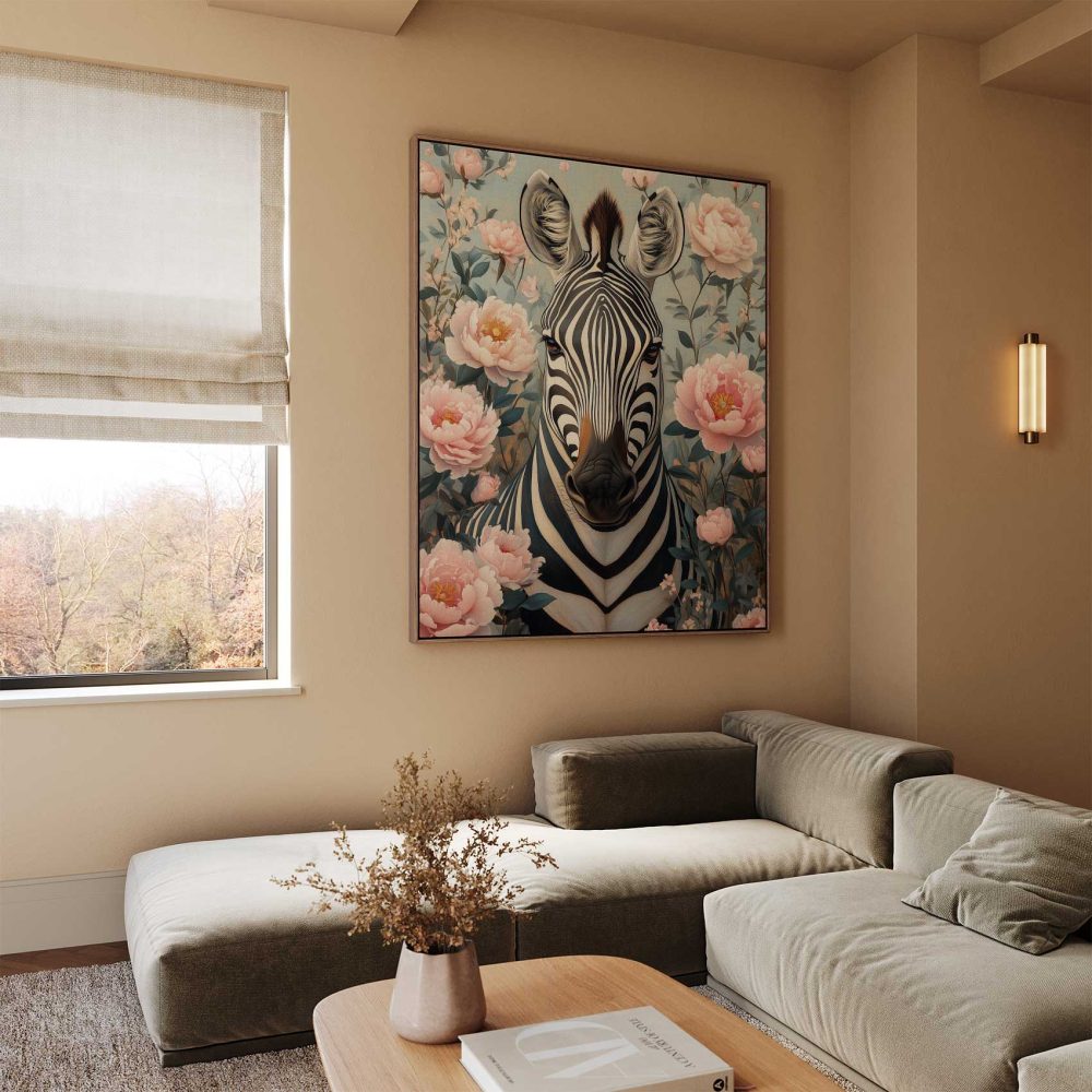 Alternative view of Artistieke Zebra met Bloemen
